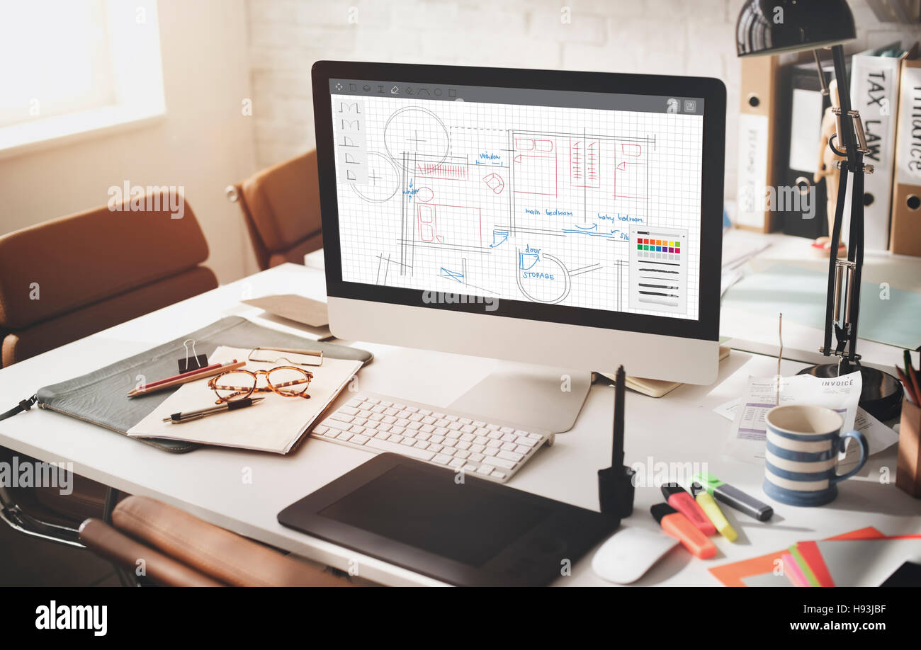 Architecture Plan Blueprint Layout Work Concept Stock Photo - Alamy