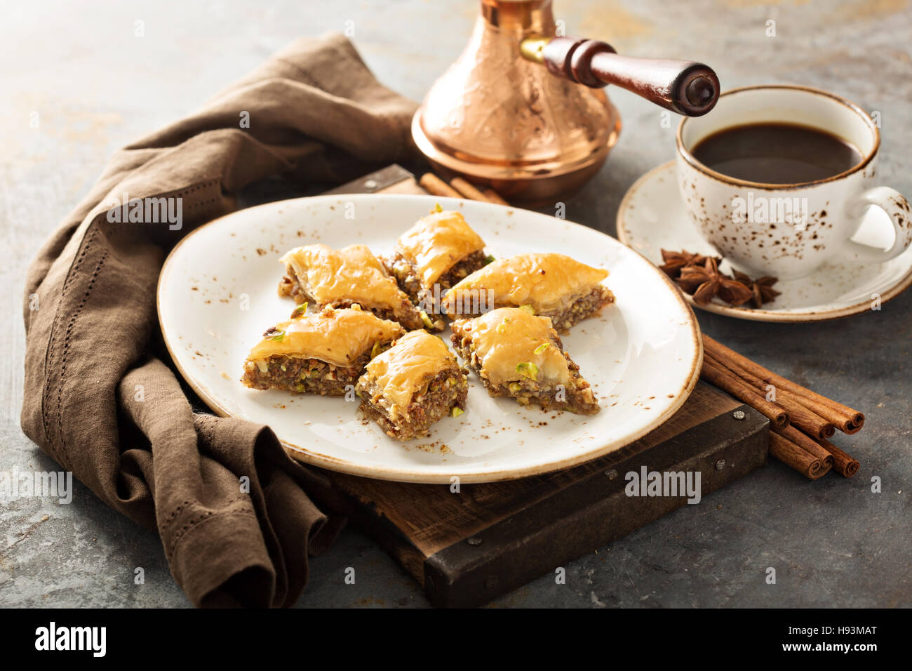 Homemade baklava with nuts and honey Stock Photo Alamy