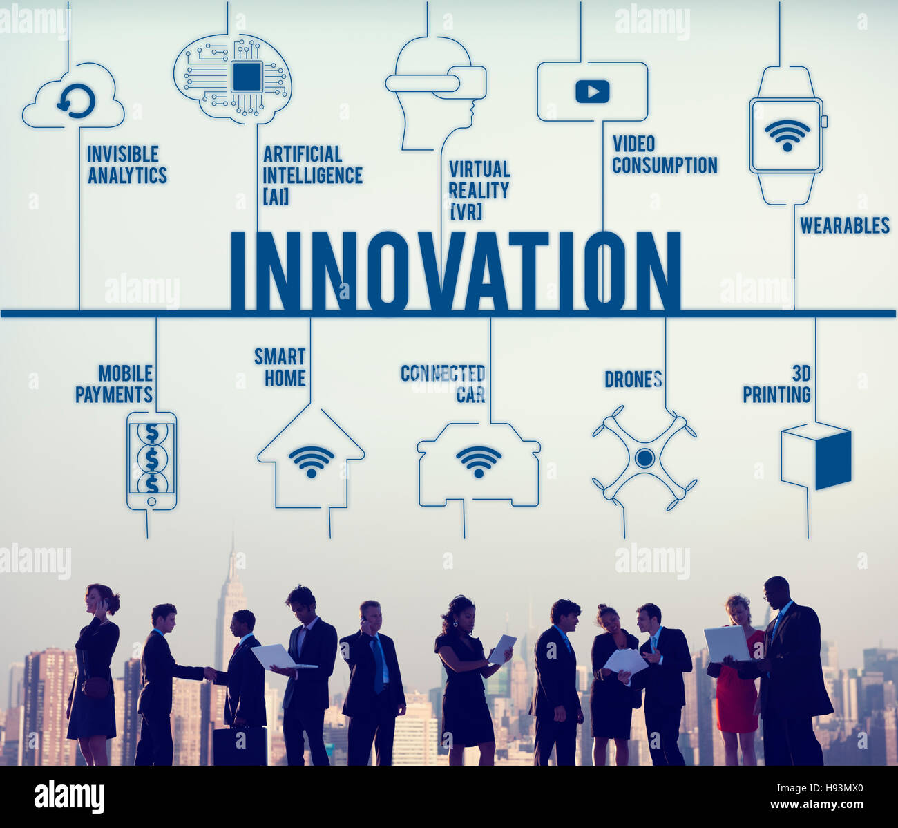 Innovation Connected Drones Technology Concept Stock Photo - Alamy