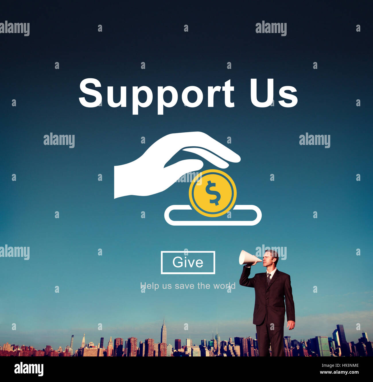 Support us Money Volunteer Donations Concept Stock Photo - Alamy