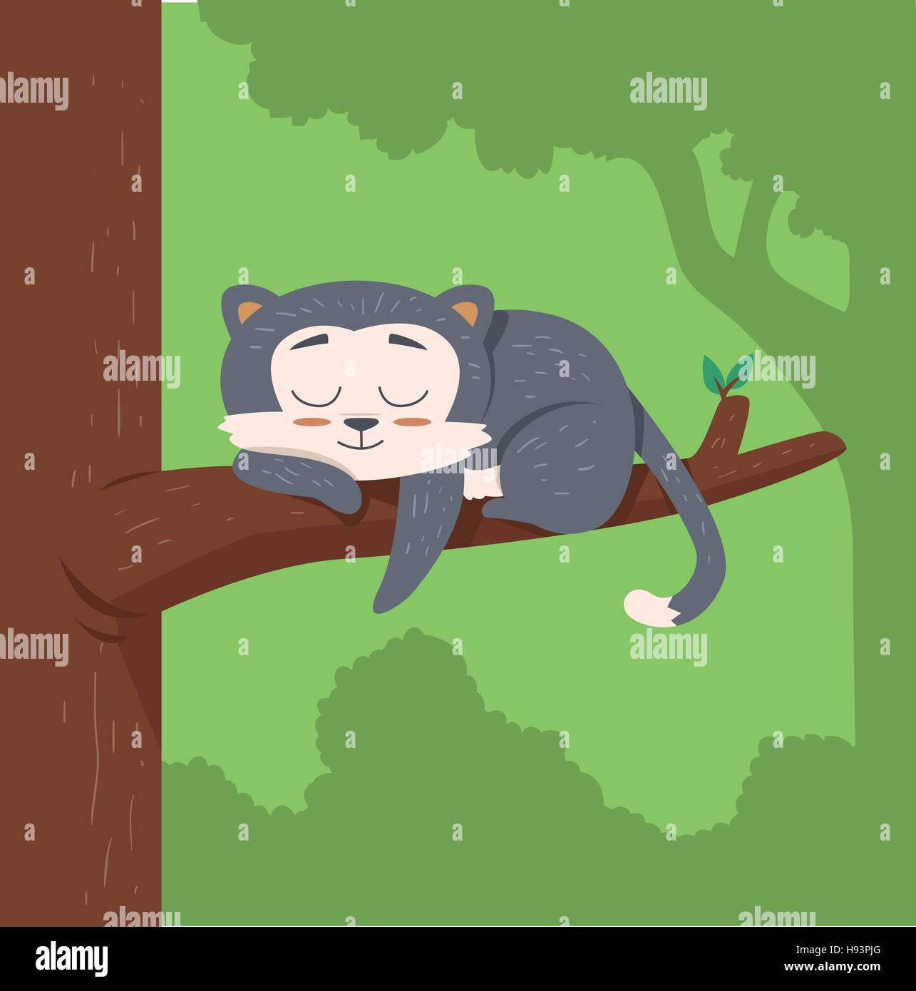 Cat sleep on a tree Stock Vector Image & Art Alamy