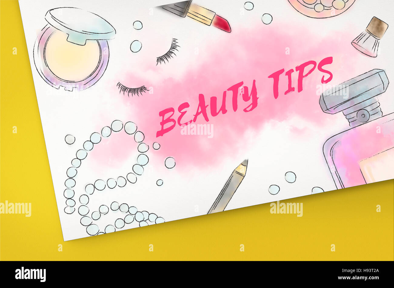 Beauty Tips Makeup Accessories Concept Stock Photo