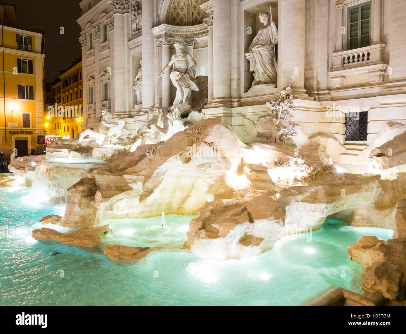 A beautiful place in Rome - the romantic Fountain of Trevi illuminated ...