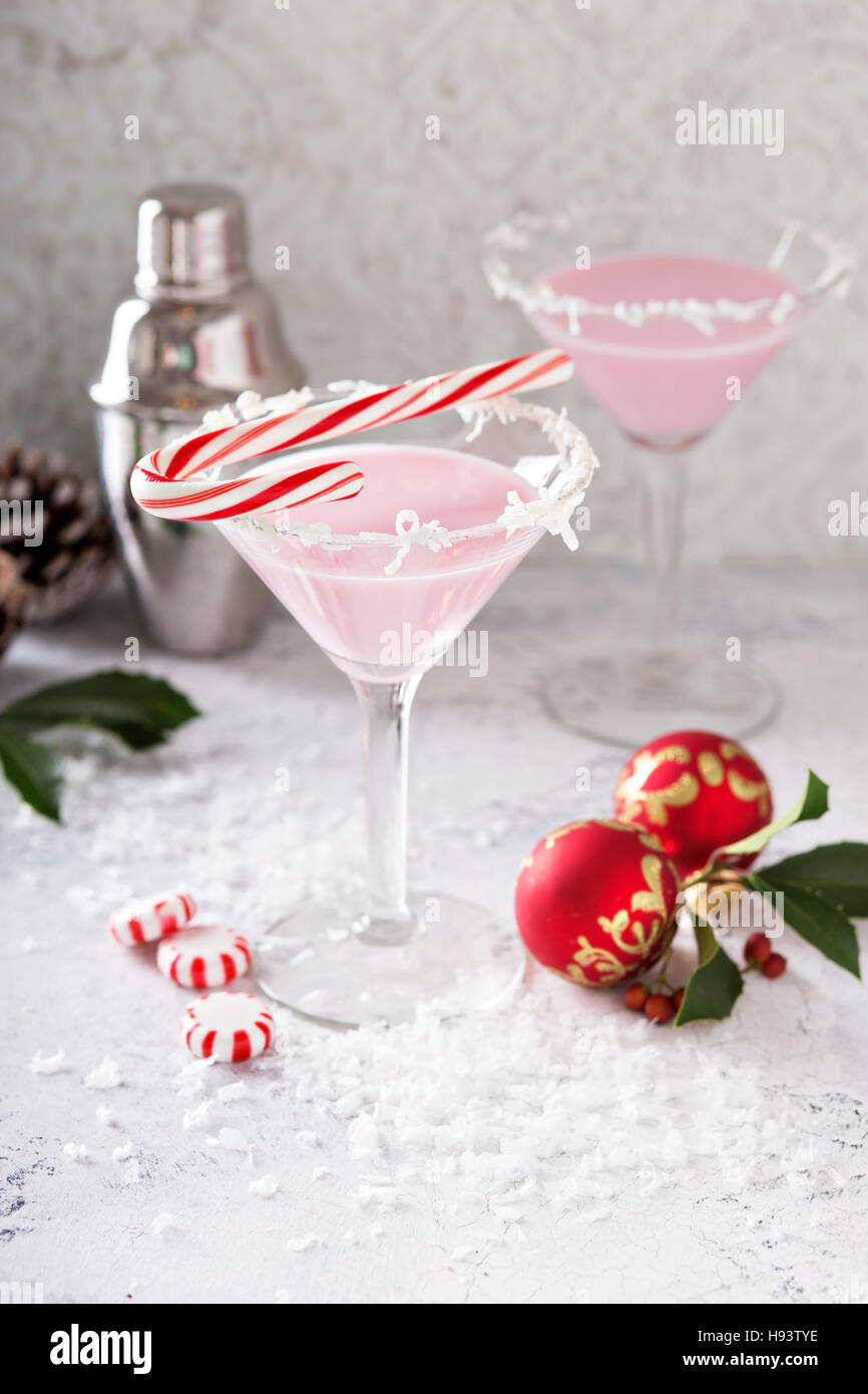 Peppermint martini cocktail with coconut flakes rim Stock Photo Alamy