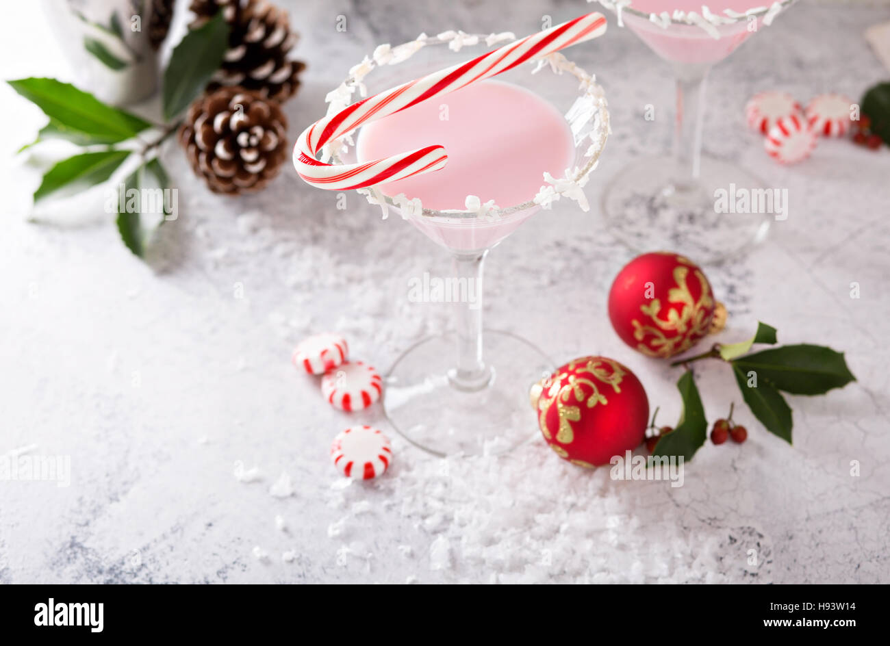 Peppermint martini cocktail with coconut flakes rim Stock Photo Alamy