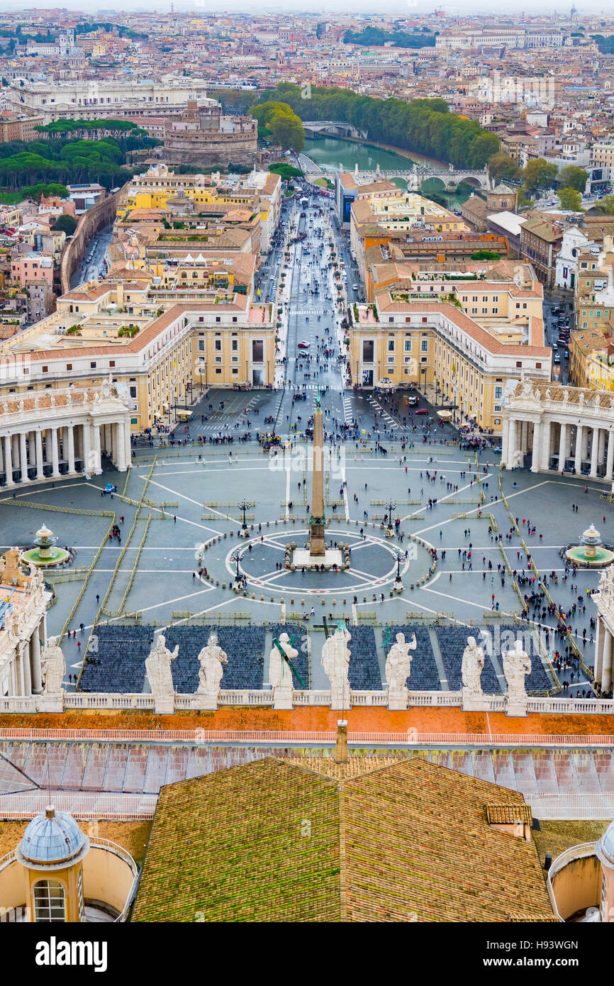 Amazing aerial view over the Vatican and the city of Rome from St ...