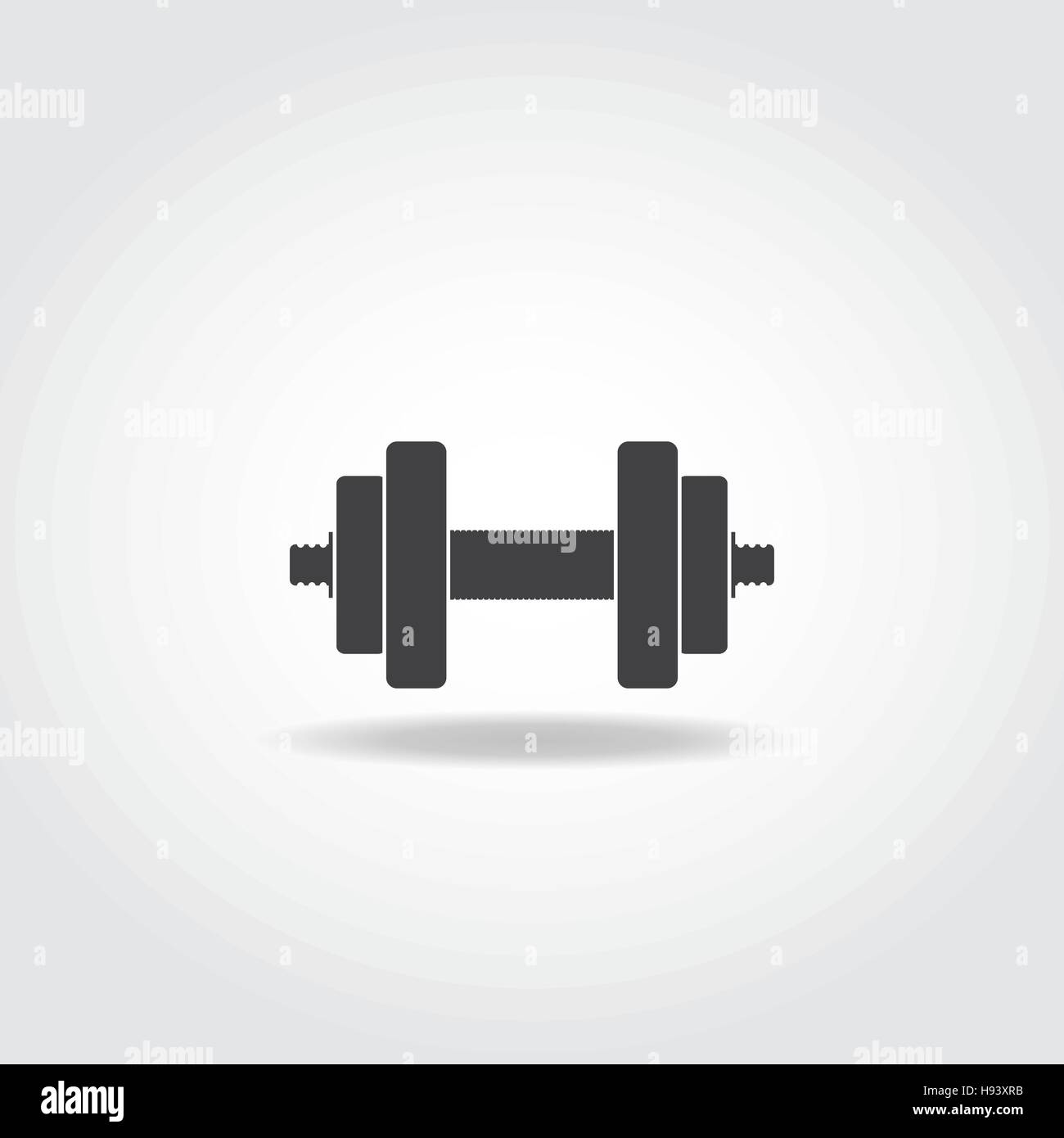 Black realistic dumbbell icon. Gym equipment. Stock Vector