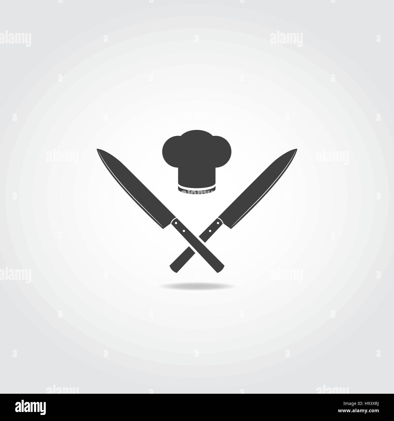 Japanese kitchen knives icon. Two black knives and chef hat Stock Vector  Image & Art - Alamy