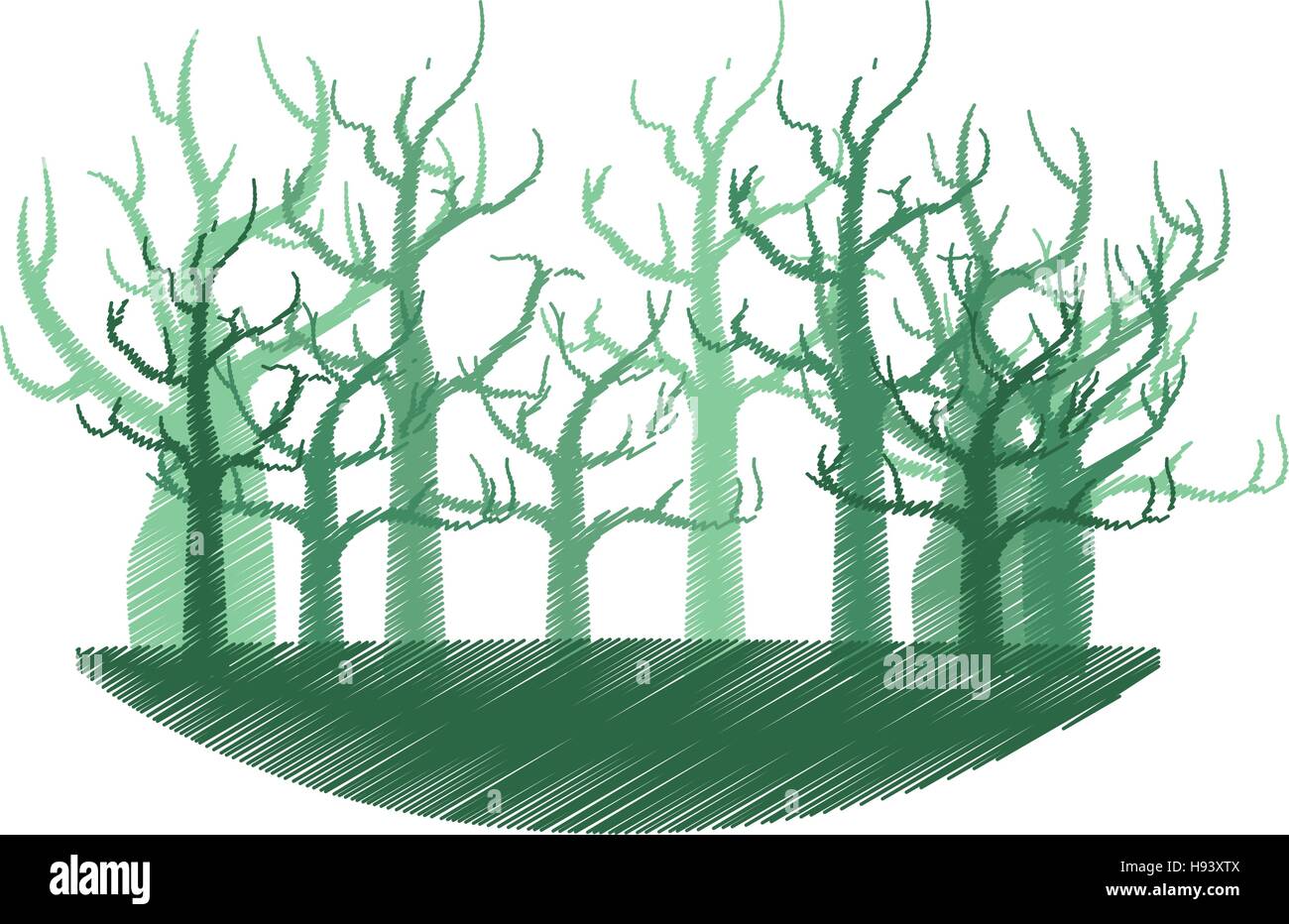 tree forest branch hand drawing isolated icon Stock Vector Image & Art ...