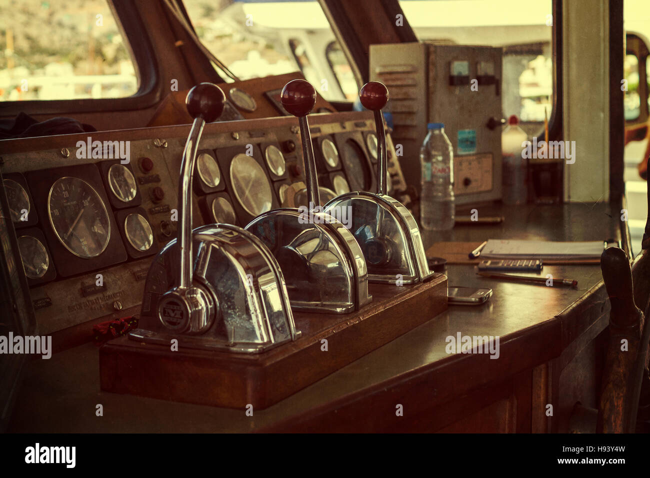CRETE, GREECE - JULY 11, 2016: Captain's cabin of pleasure ship ...