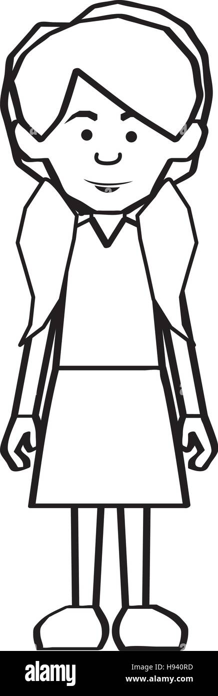 woman black line cartoon icon image vector illustration design Stock ...
