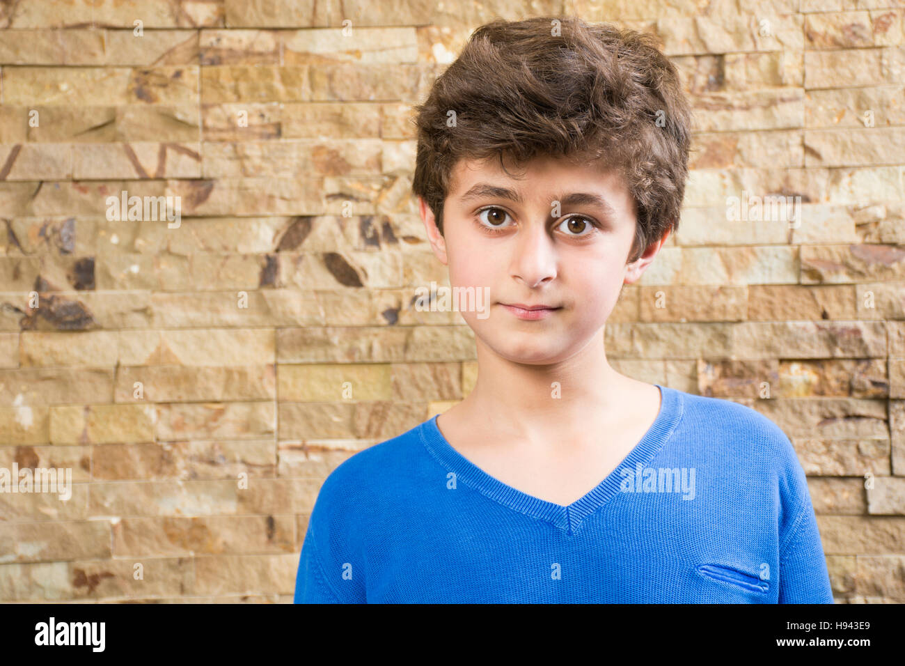 Head and shoulders portrait of a 10 years old boy Stock Photo