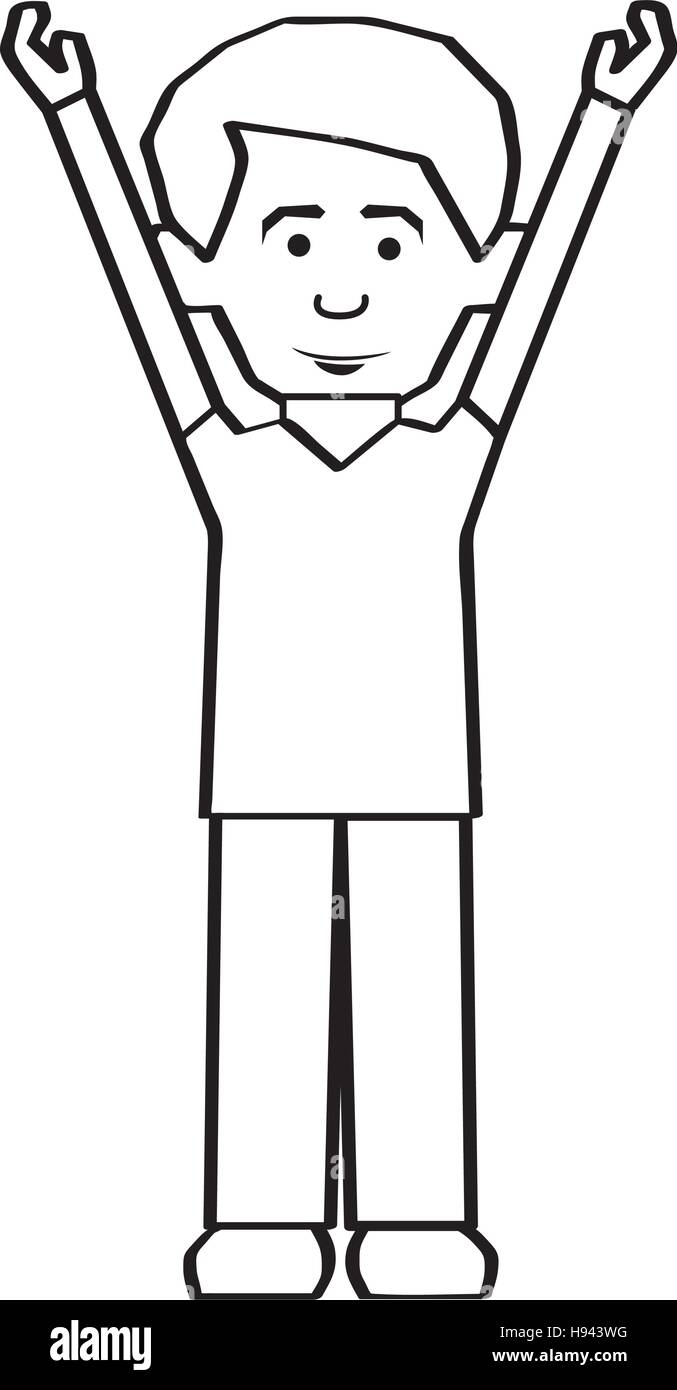 man with arms up cartoon icon image vector illustration design Stock
