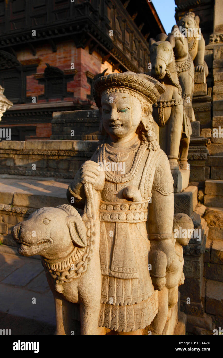 Statues in the Durbar square of Bhaktapur. Nepal. Stock Photo