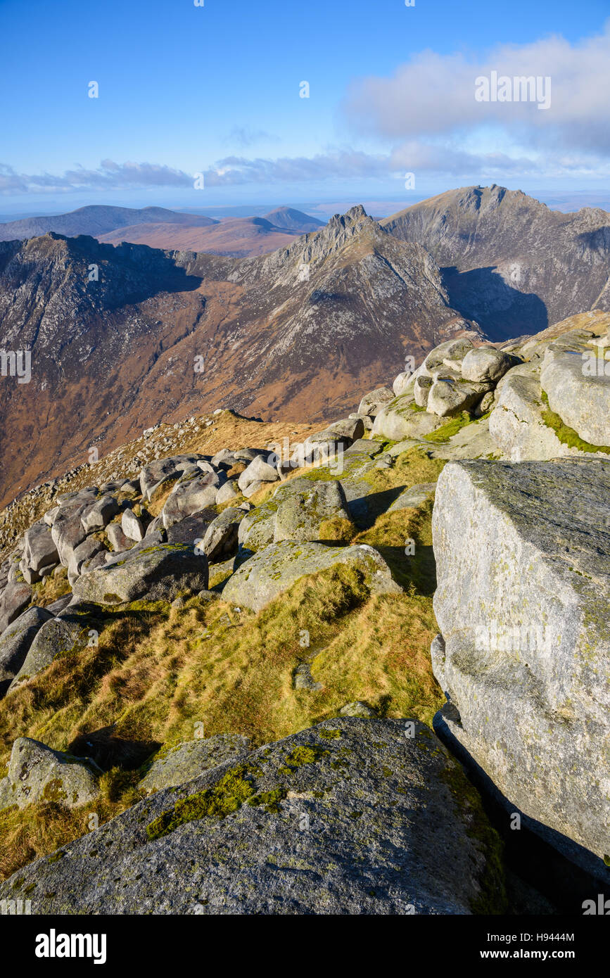 View from the top of Goatfell, Isle of Arran, North Ayrshire, Scotland Stock Photo