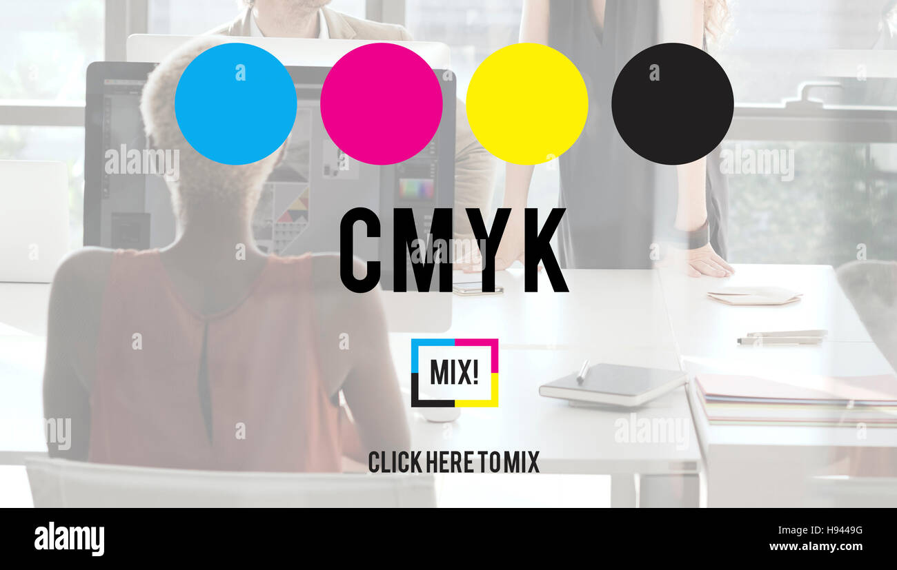 CMYK Cyan Magenta Yellow Key Color Printing Process Concept Stock Photo