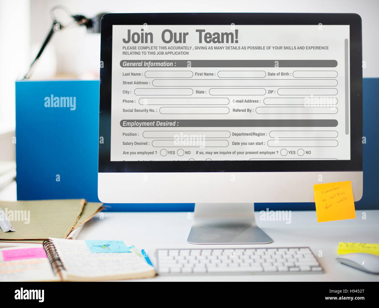 Online Web Job Application Form Concept Stock Photo