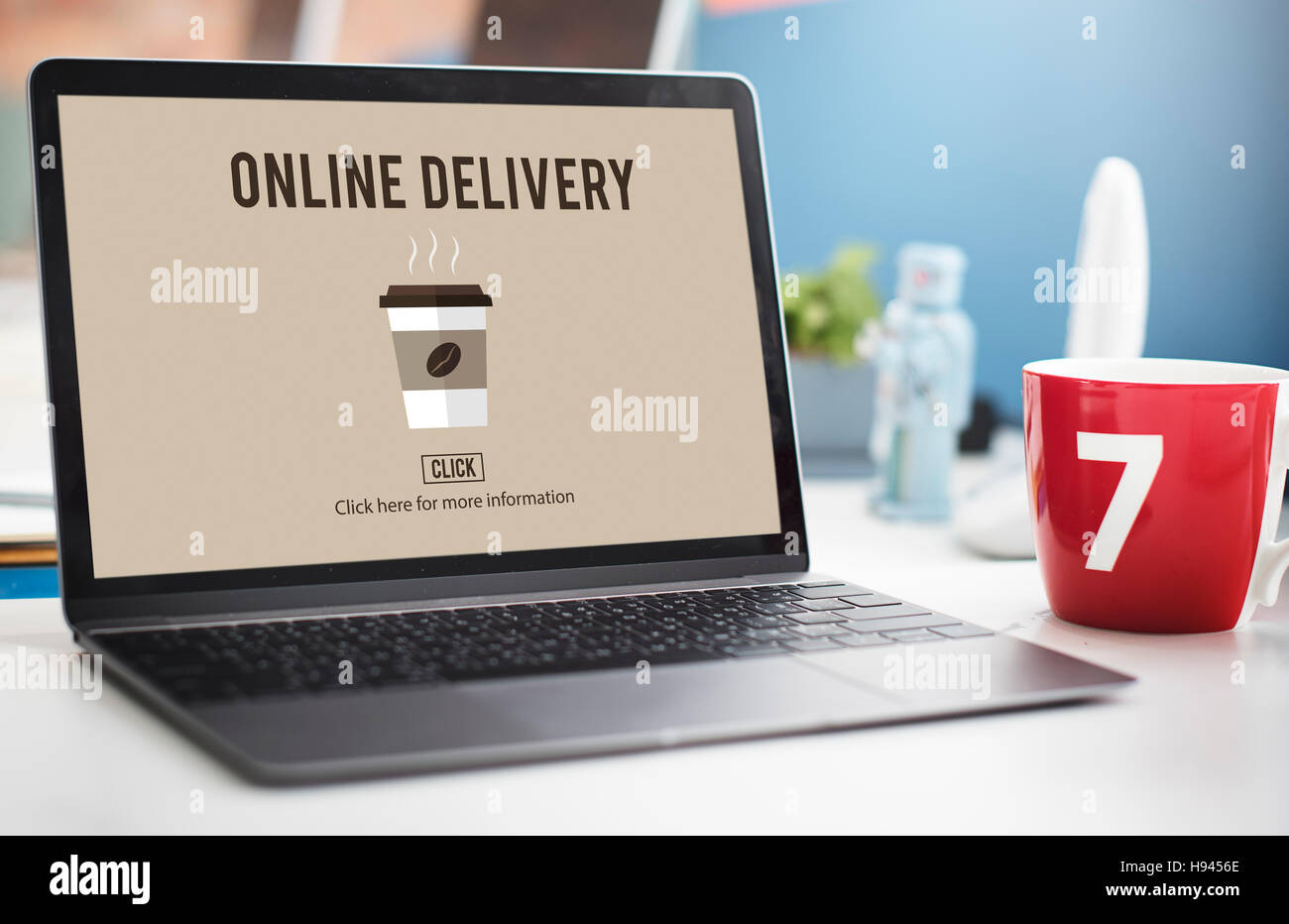 Coffee Take Away Order Online Delivery Menu Concept Stock Photo