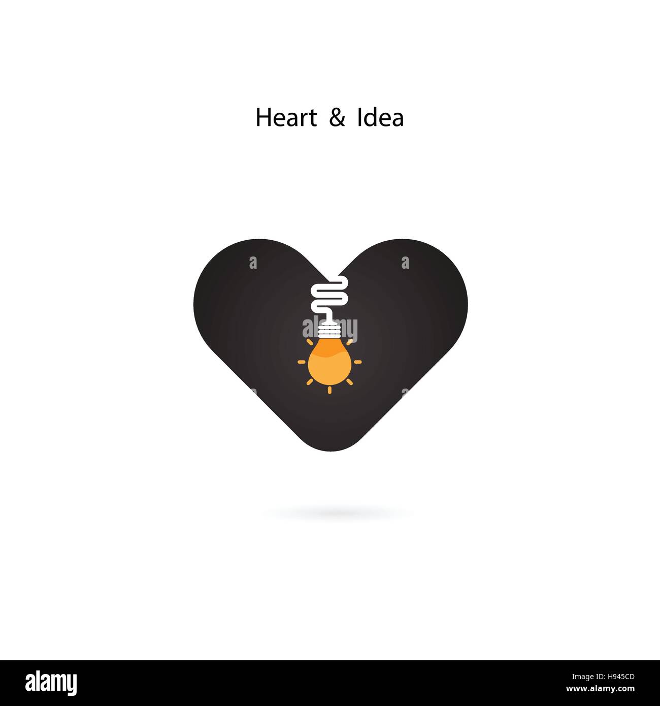 Heart sign and Light bulb idea concept.Light bulb icon with heart as