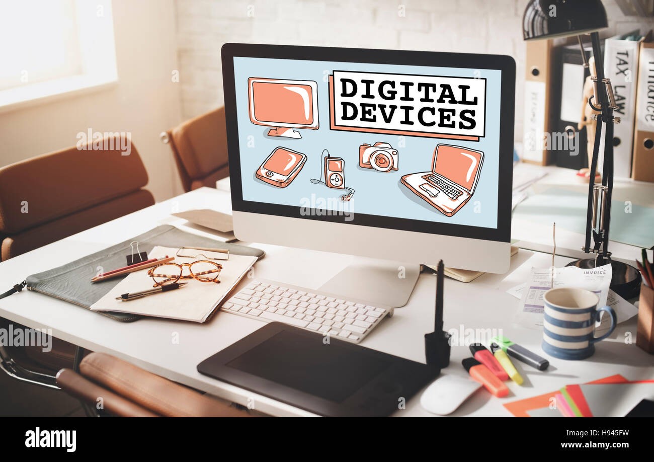 Digital Devices Electronics Connection Communication Concept Stock ...