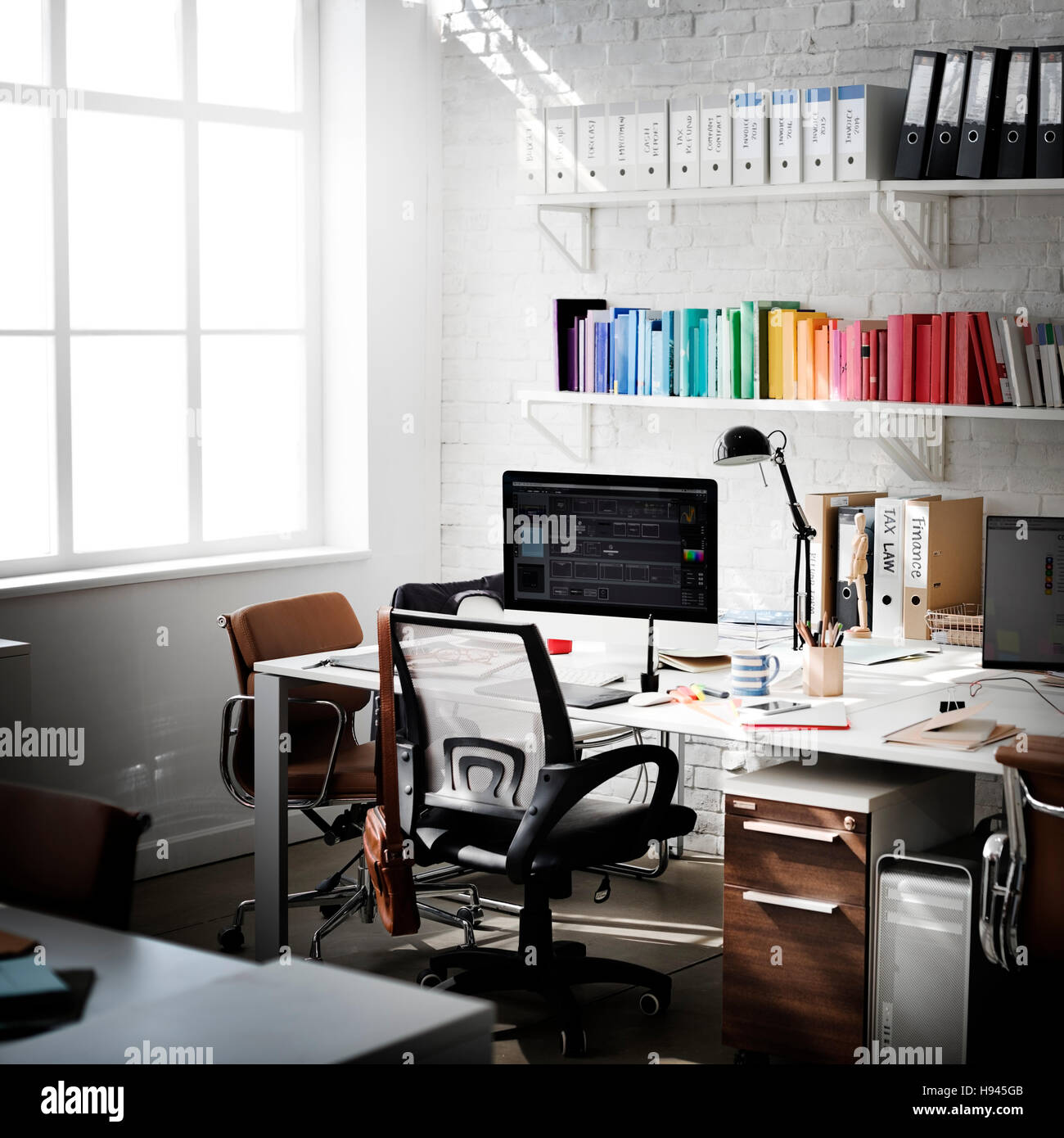 Contemporary Room Workplace Office Supplies Concept Stock Photo Alamy