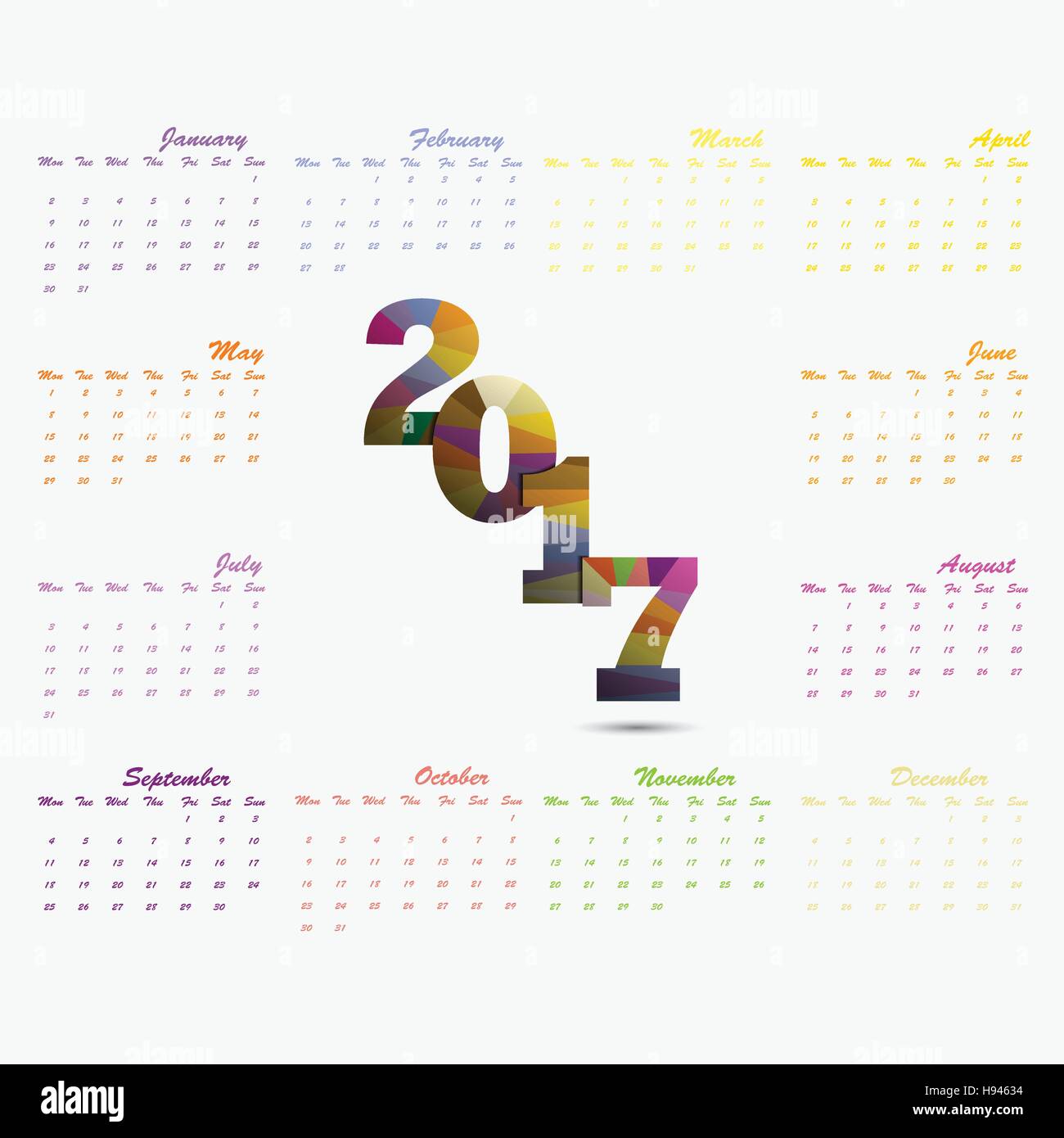 2017 calendar vector design stationery hi-res stock photography and images  - Page 2 - Alamy
