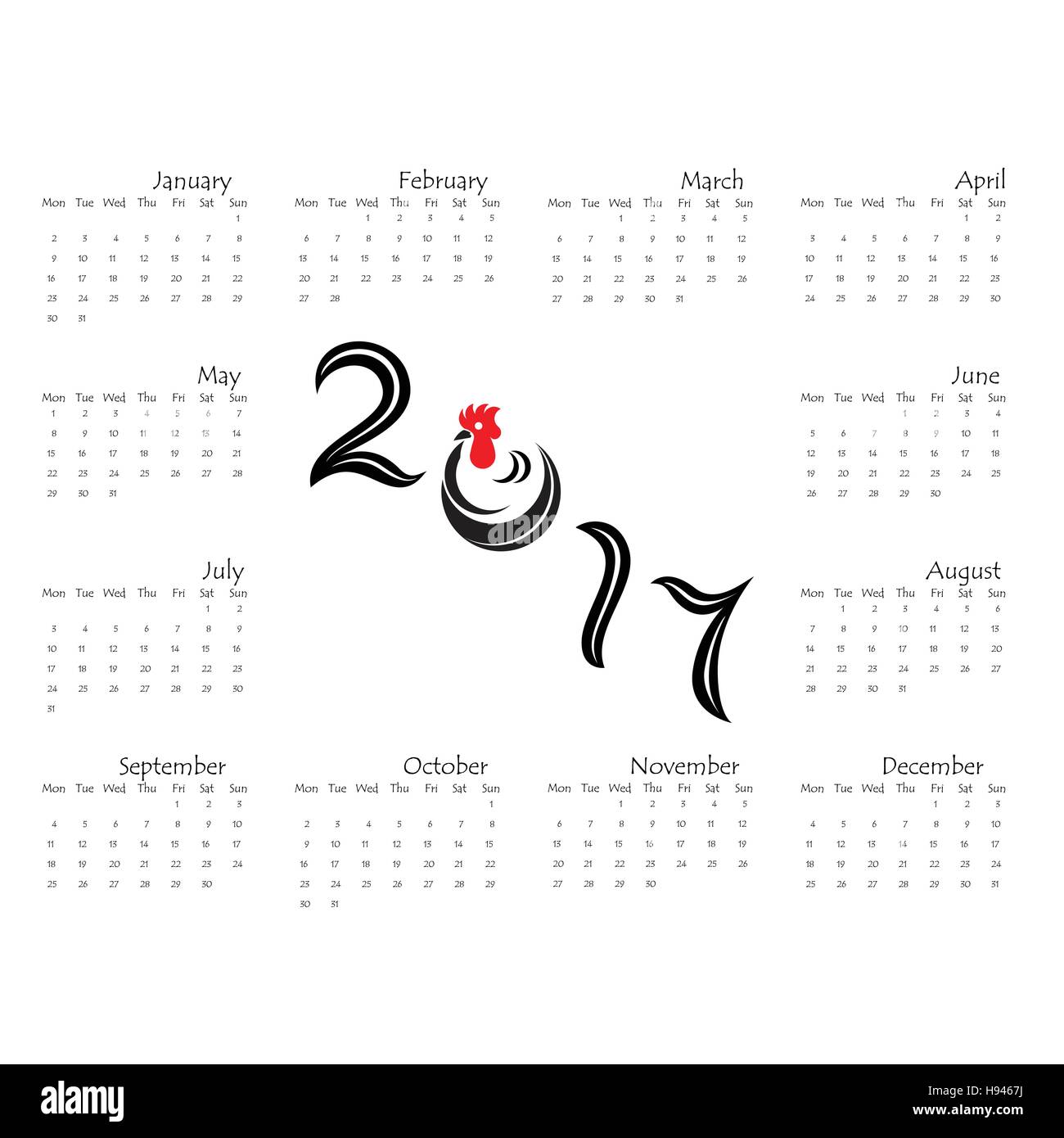 2017 yearly calendar Stock Vector Images - Alamy