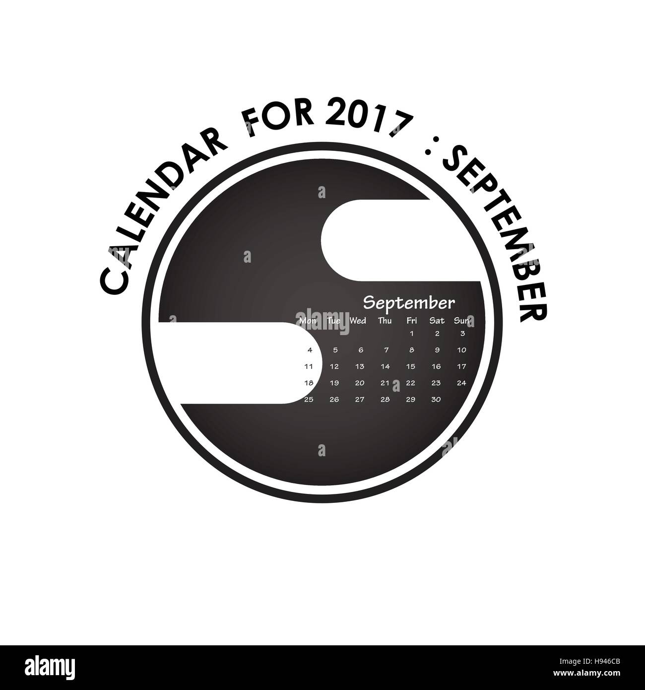 2017 calendar vector design stationery template.Calendar for september 2017.Vector illustration. Stock Vector