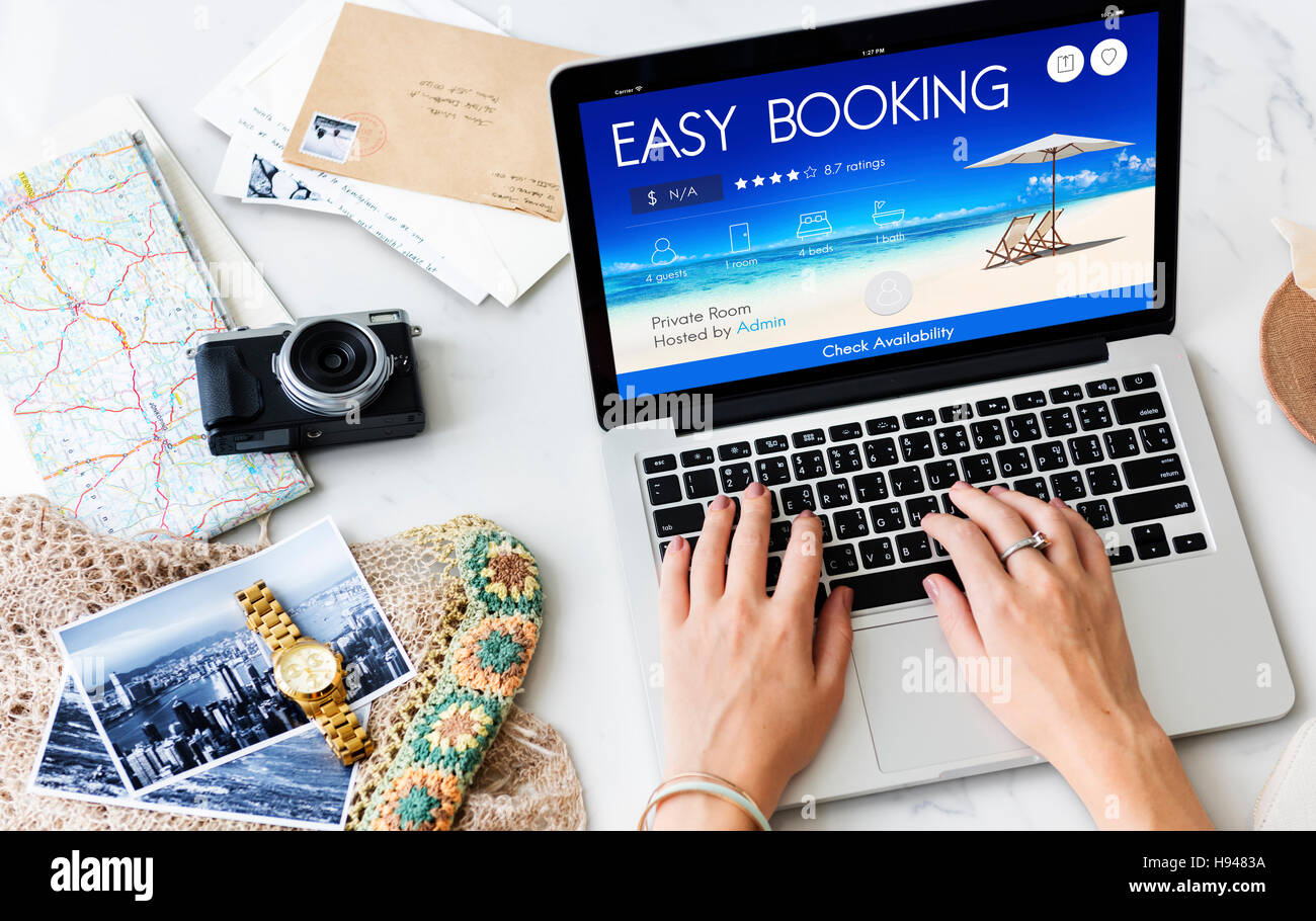 Booking Ticket Online Reservation Travel Flight Concept Stock Photo