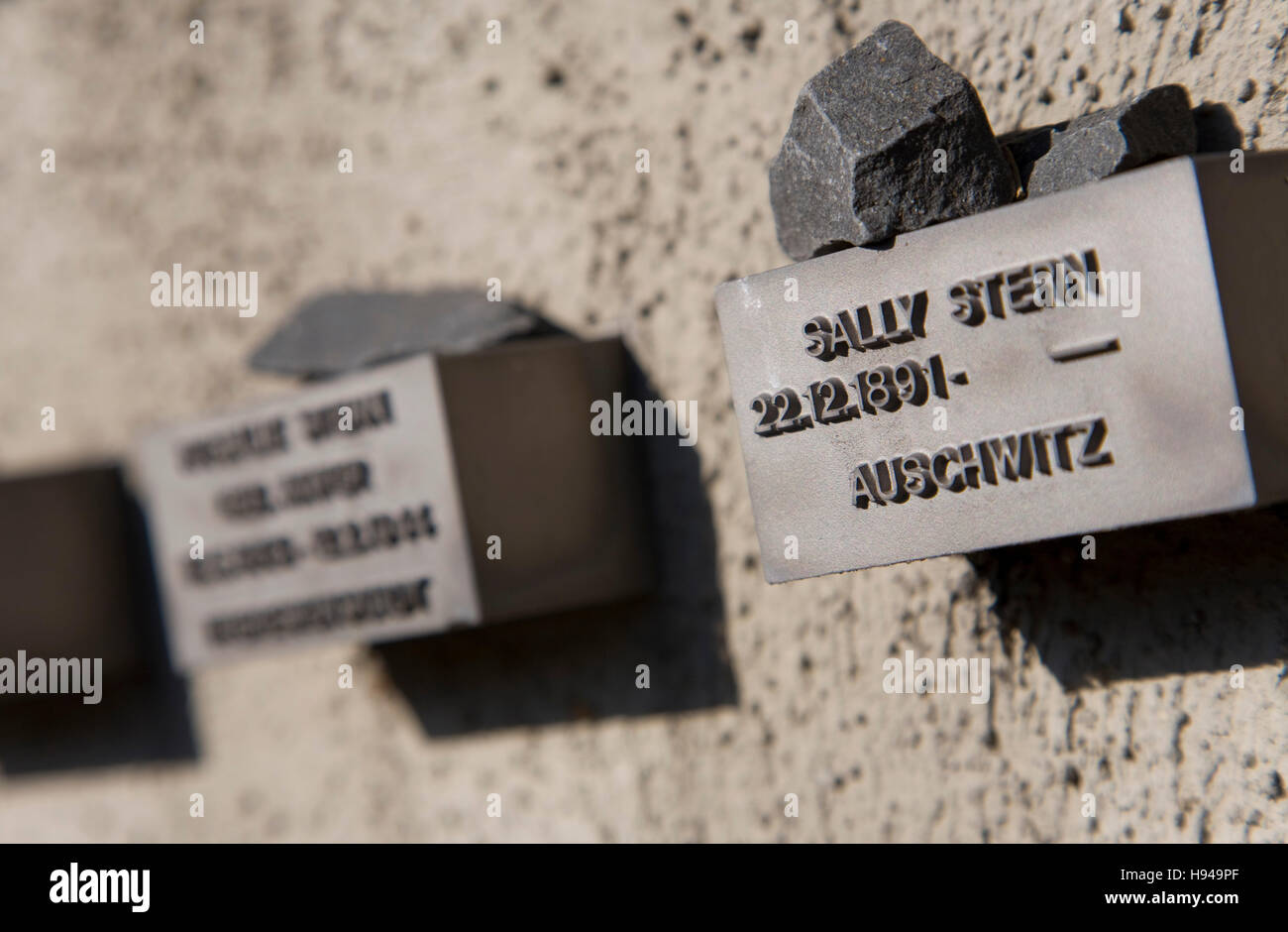 Memorial plaques on the exterior wall of the Old Jewish Cemetery