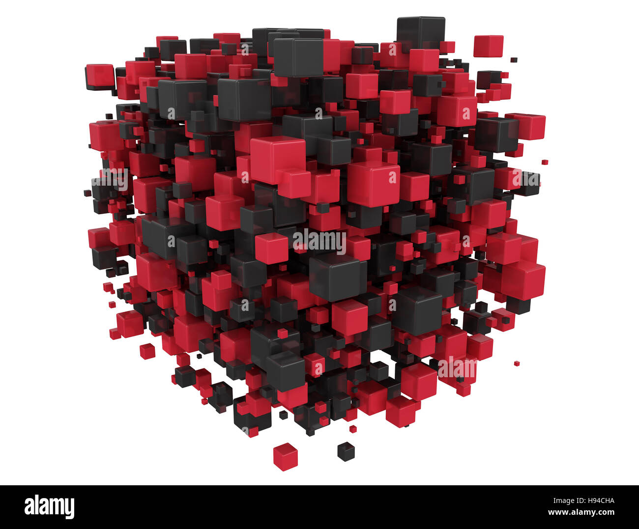 red and black 3d cubes abstract digital background Stock Photo