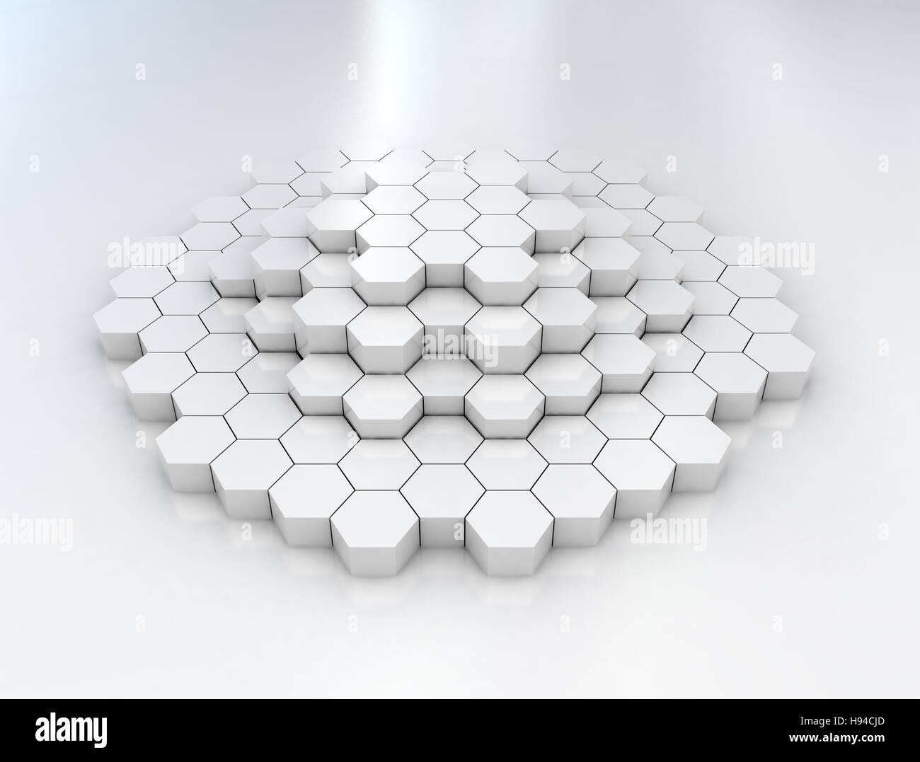 Stack of hexagon shapes Stock Photo