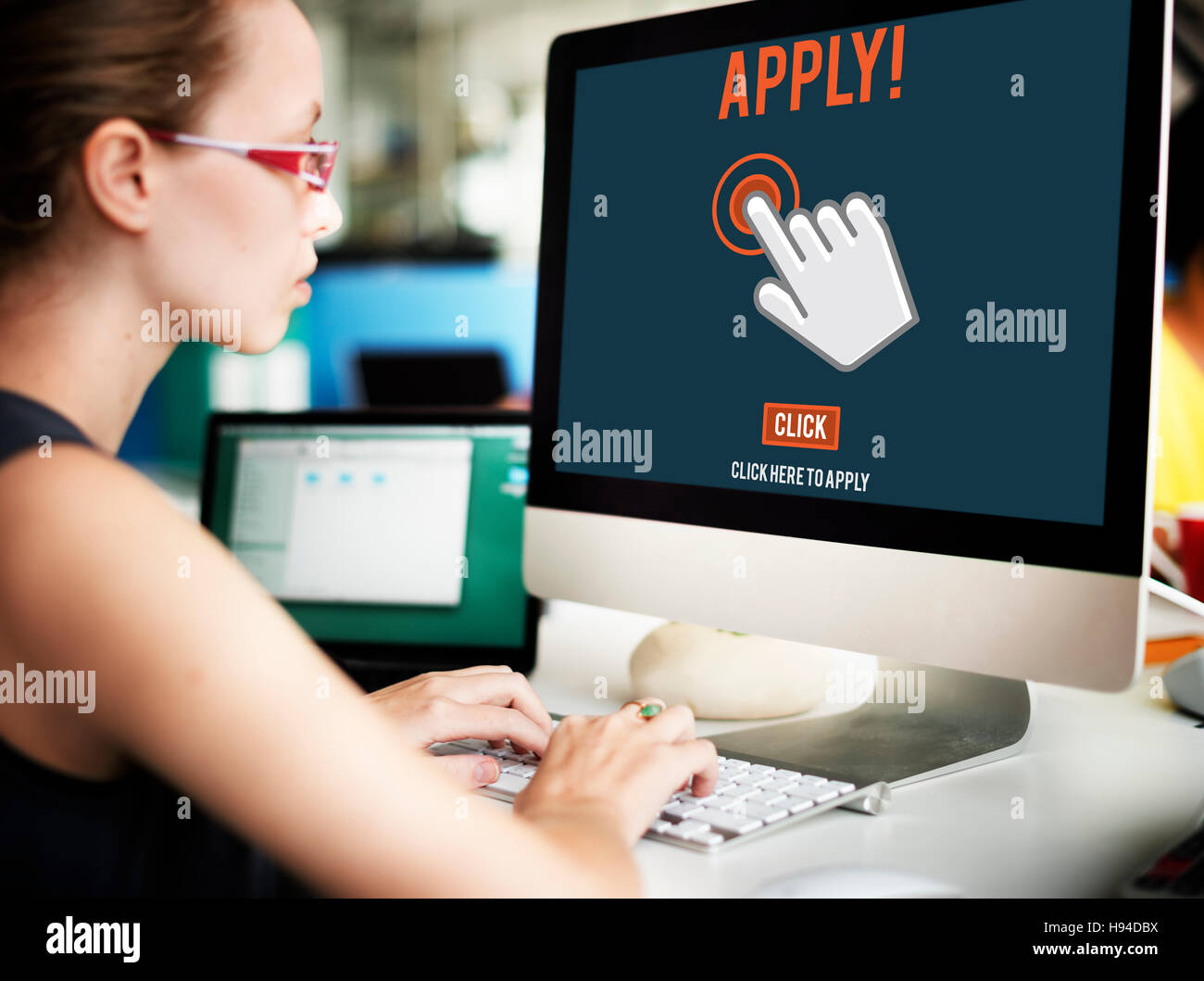 Apply Here Apply Online Job Concept Stock Photo