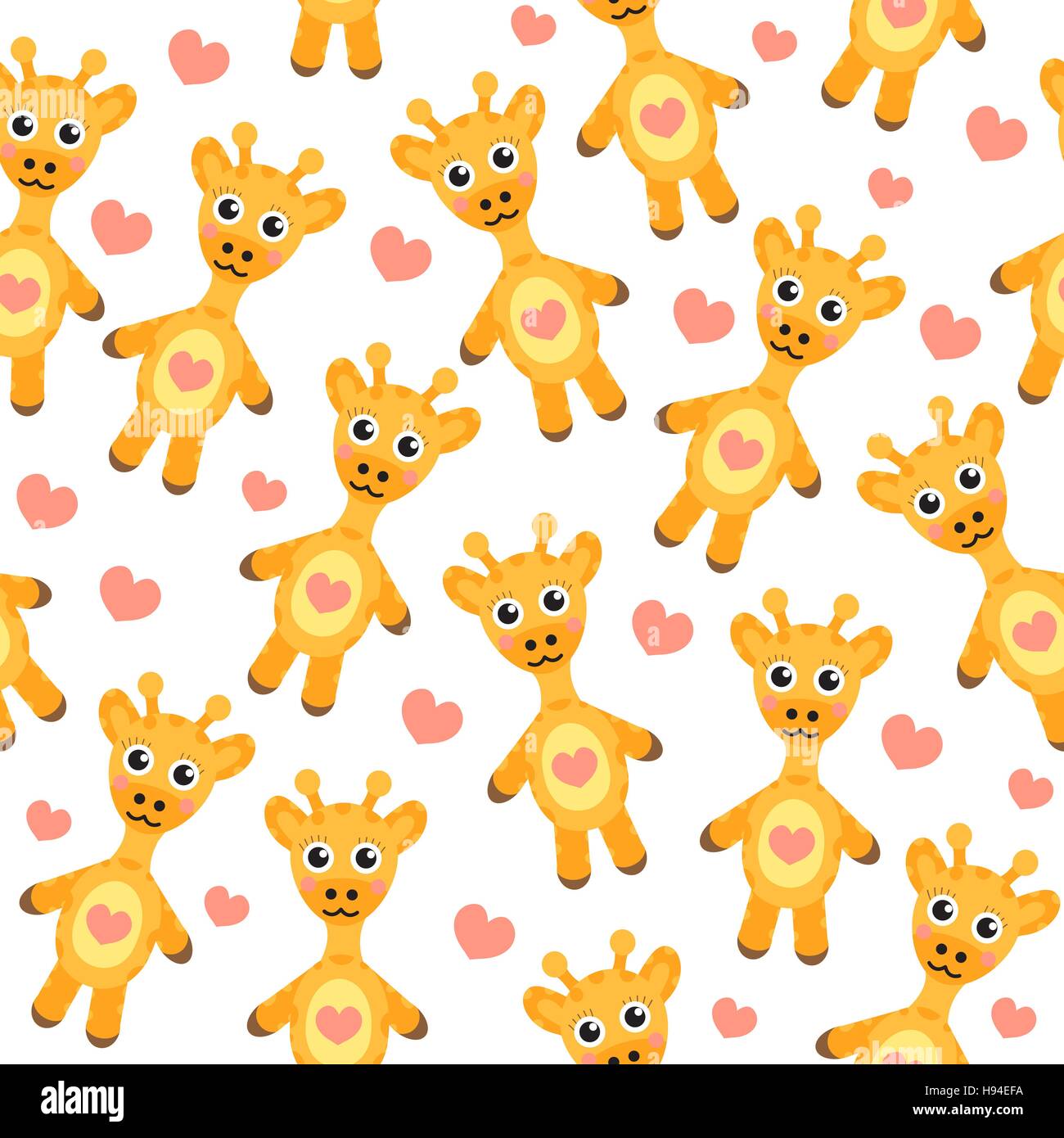 Cute cartoon giraffe seamless texture. Vector illustration Stock Vector