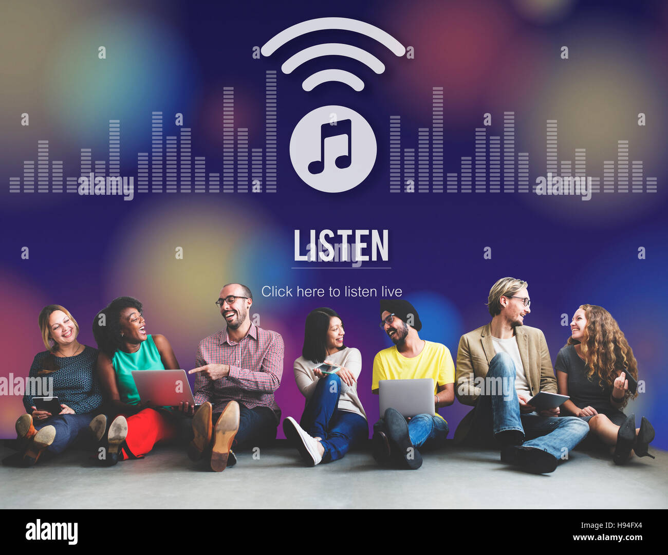 Listen Listening Music Radio Entertainment Concept Stock Photo