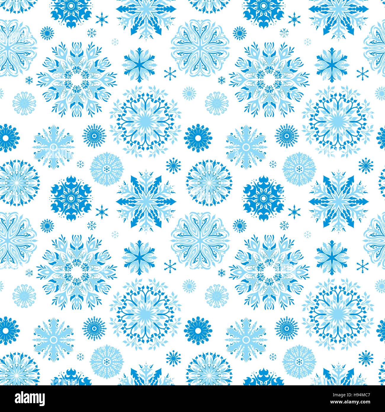 Seamless decorative texture with detailed snowflakes on white ...