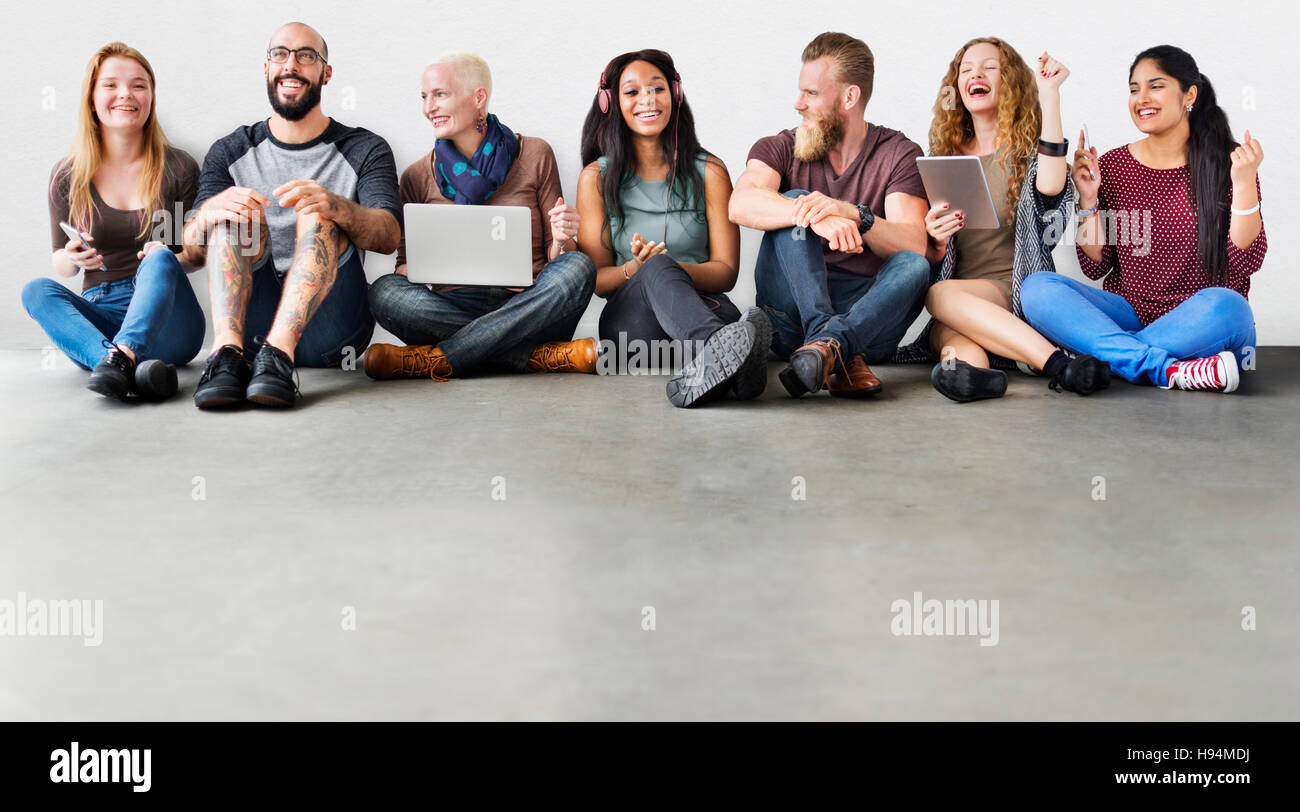 Diverse Group of People Community Togetherness Technology Concept Stock ...
