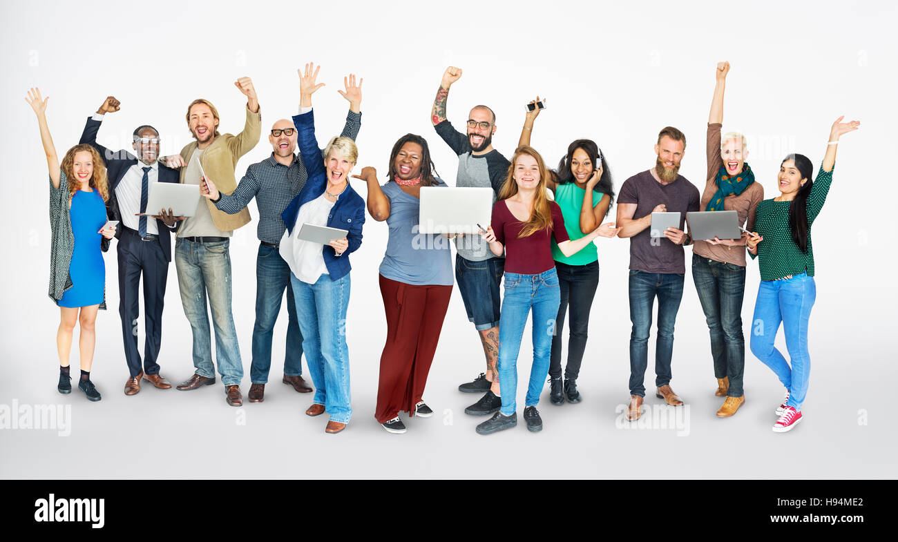 Diverse Group of People Community Togetherness Technology Concept Stock ...