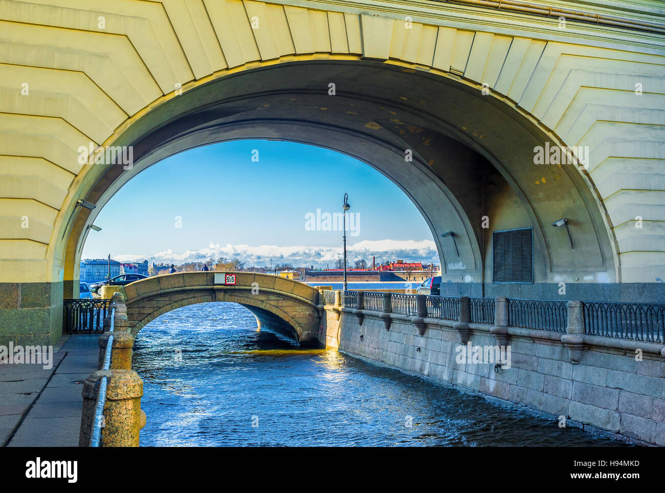 The Winter Canal is short and narrow, but one of the most popular canals among tourist boats in Saint Petersburg, Russia. Stock Photo