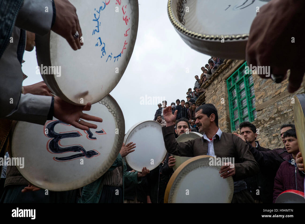 In the city of hewraman, located in Iran's zagros mountains, the muslims who participate in the pir saliyes festival with erbane Stock Photo