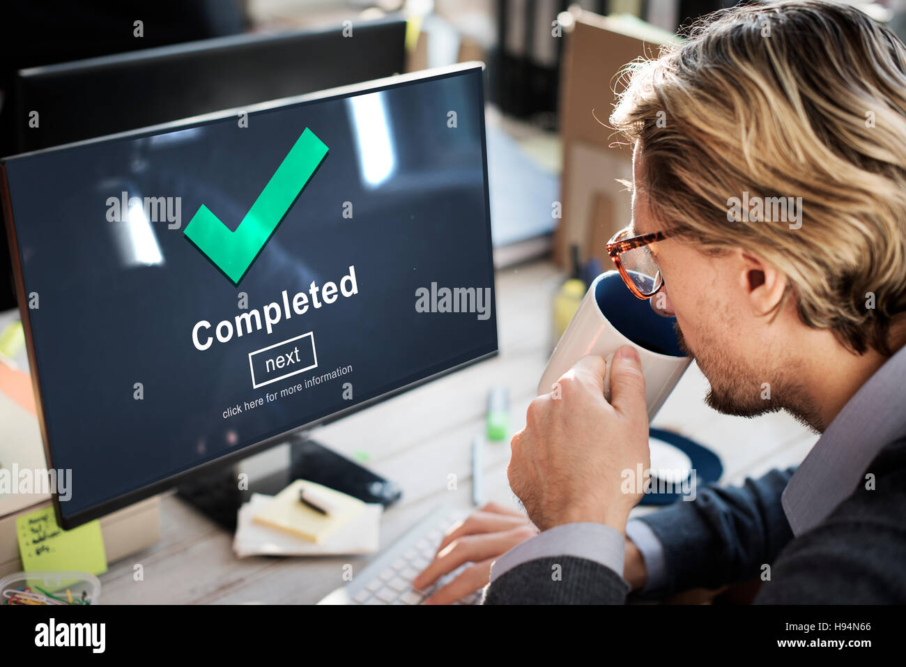 Completed Accomplishment Achievement Finished Success Concept Stock Photo