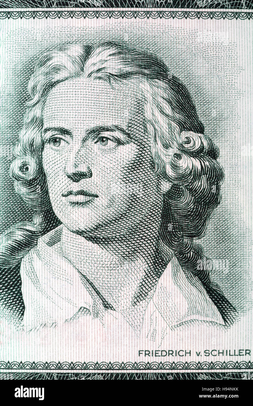 Friedrich Schiller portrait from old German money Stock Photo