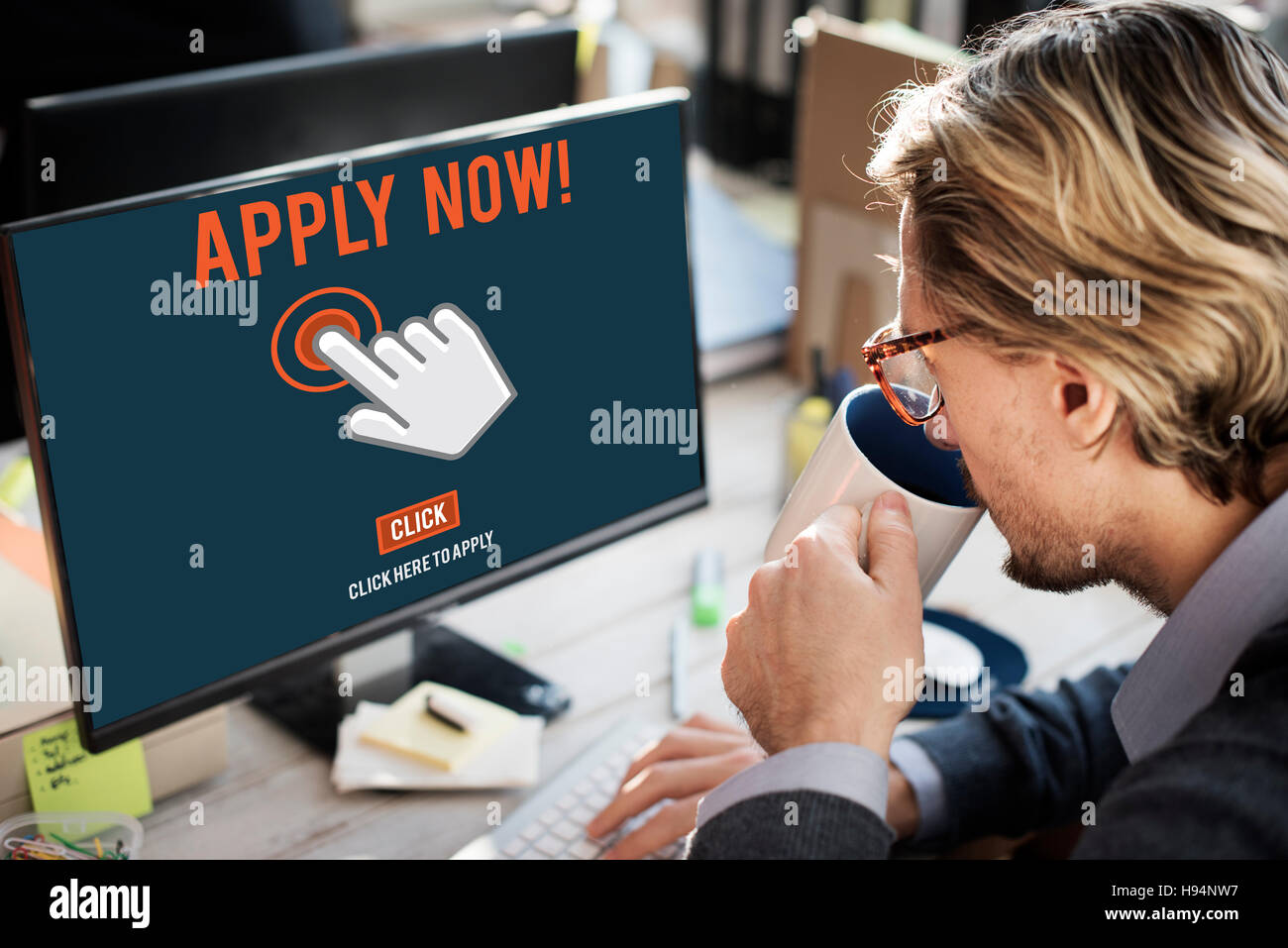 Apply Here Apply Online Job Concept Stock Photo