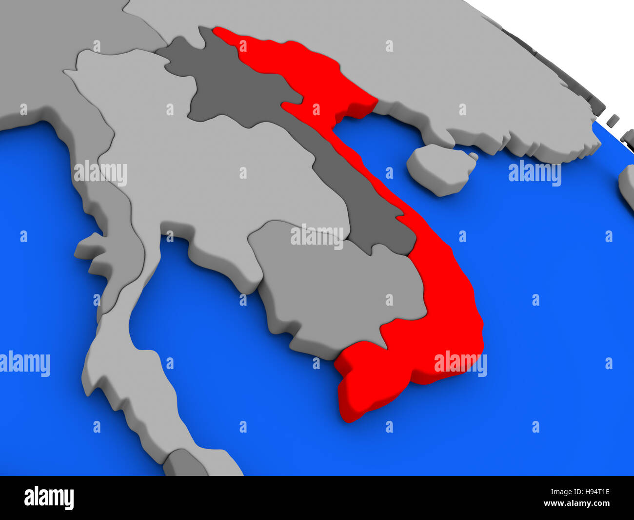 Map of Vietnam highlighted in red on a globe. 3D illustration Stock Photo Alamy