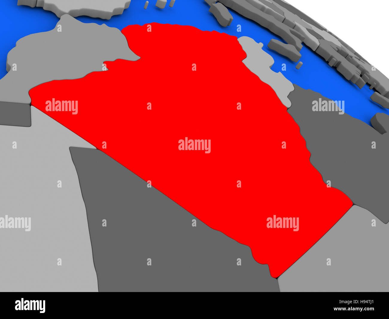 Map of Algeria highlighted in red on a globe. 3D illustration Stock ...