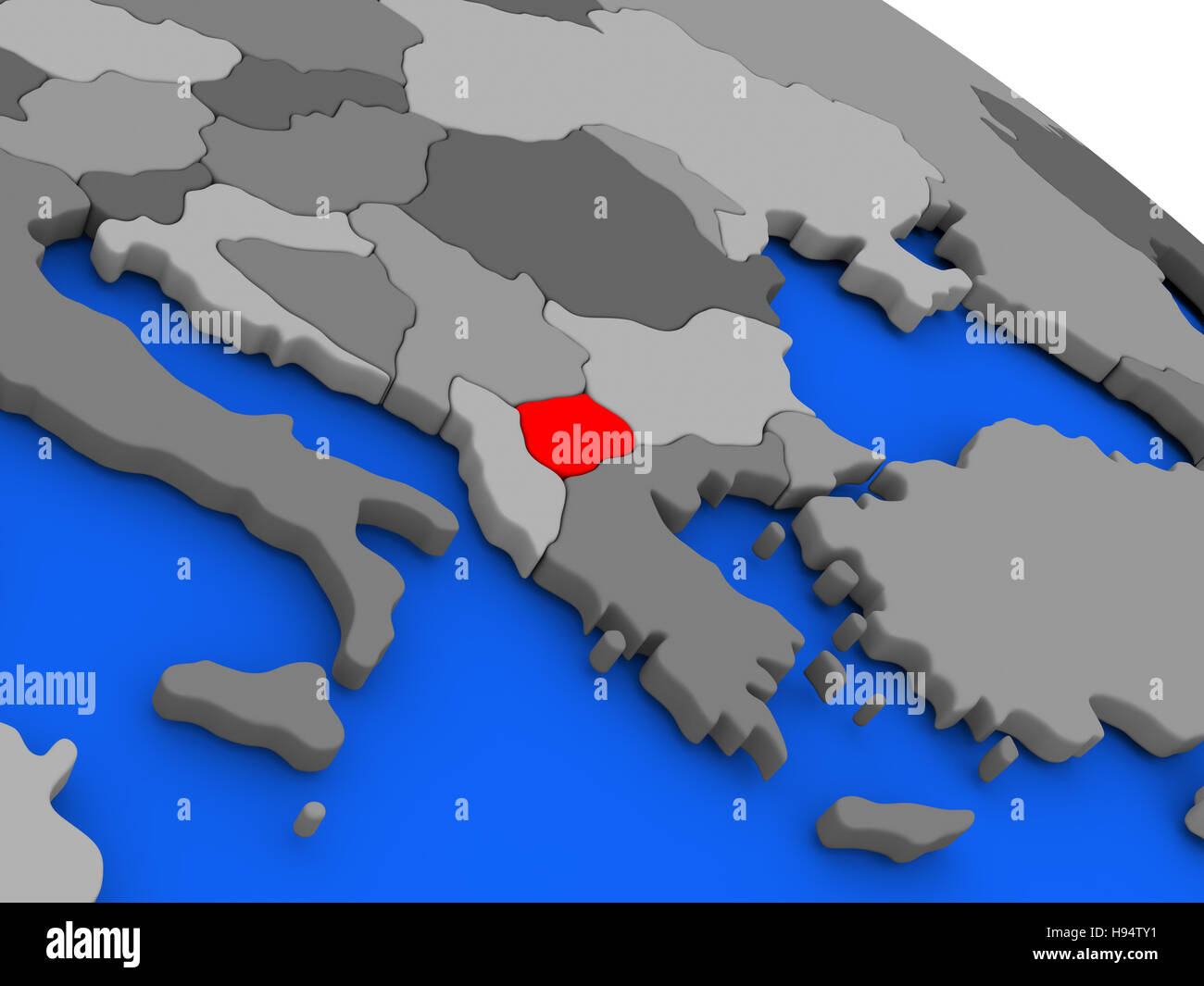 Map Of Macedonia Highlighted In Red On A Globe 3D Illustration Stock Map Of Macedonia Highlighted In Red On A Globe 3d Illustration H94TY1 