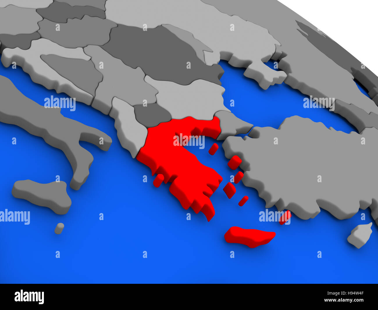 World Map With Greece Highlighted Map Of Greece Highlighted In Red On A Globe. 3D Illustration Stock Photo -  Alamy