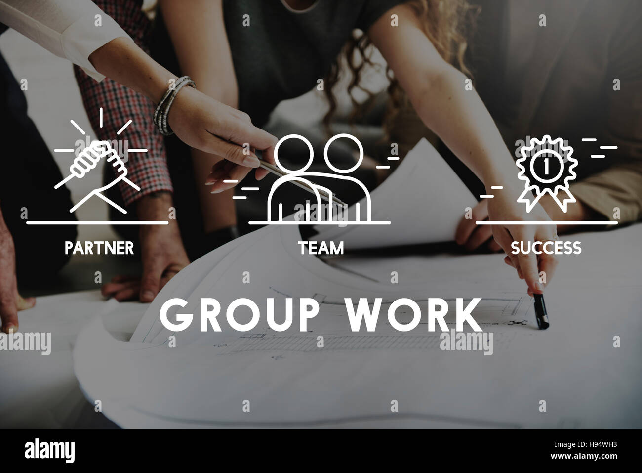 Group Team Work Organization Concept Stock Photo - Alamy