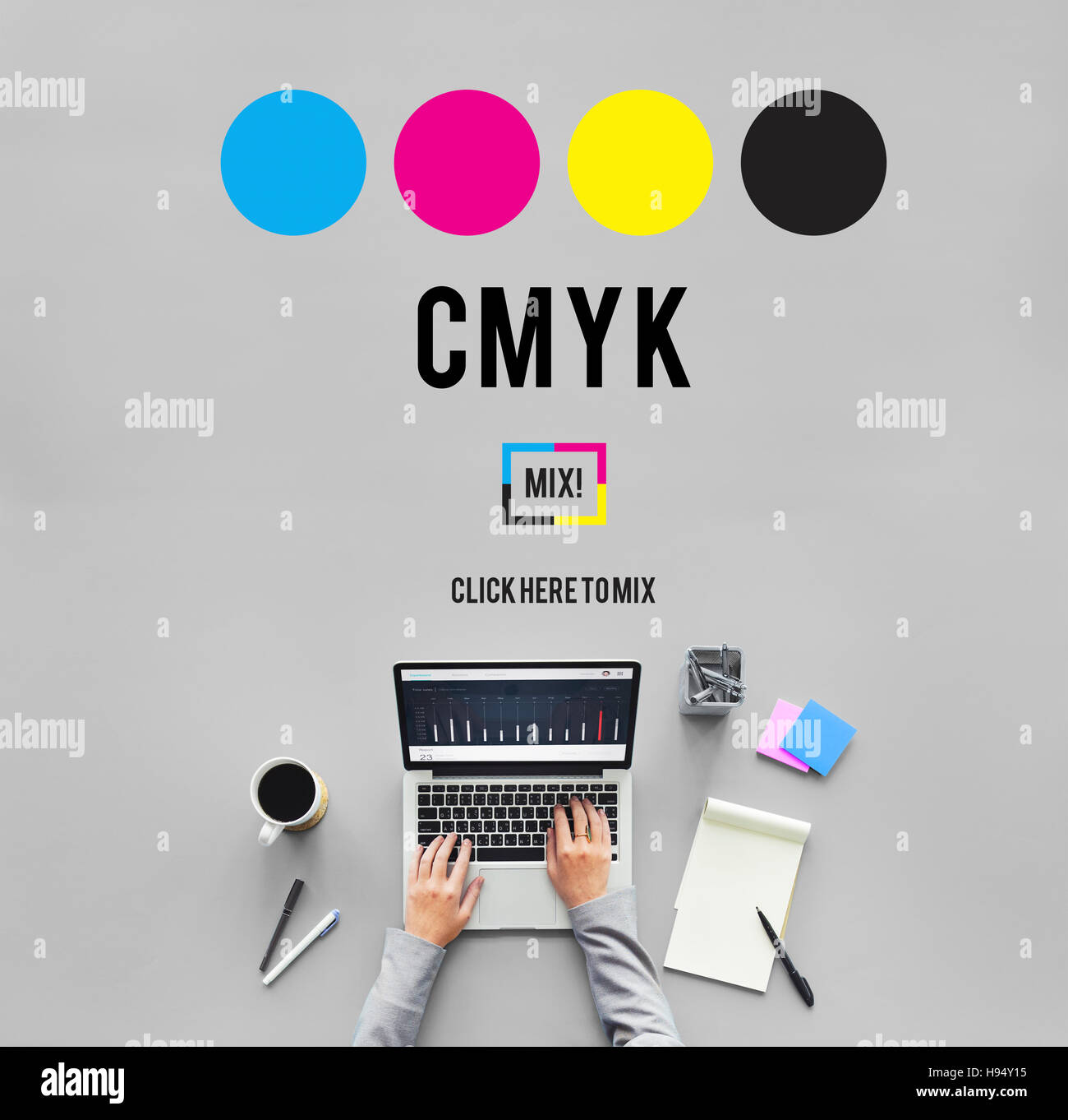 CMYK Cyan Magenta Yellow Key Color Printing Process Concept Stock Photo Alamy