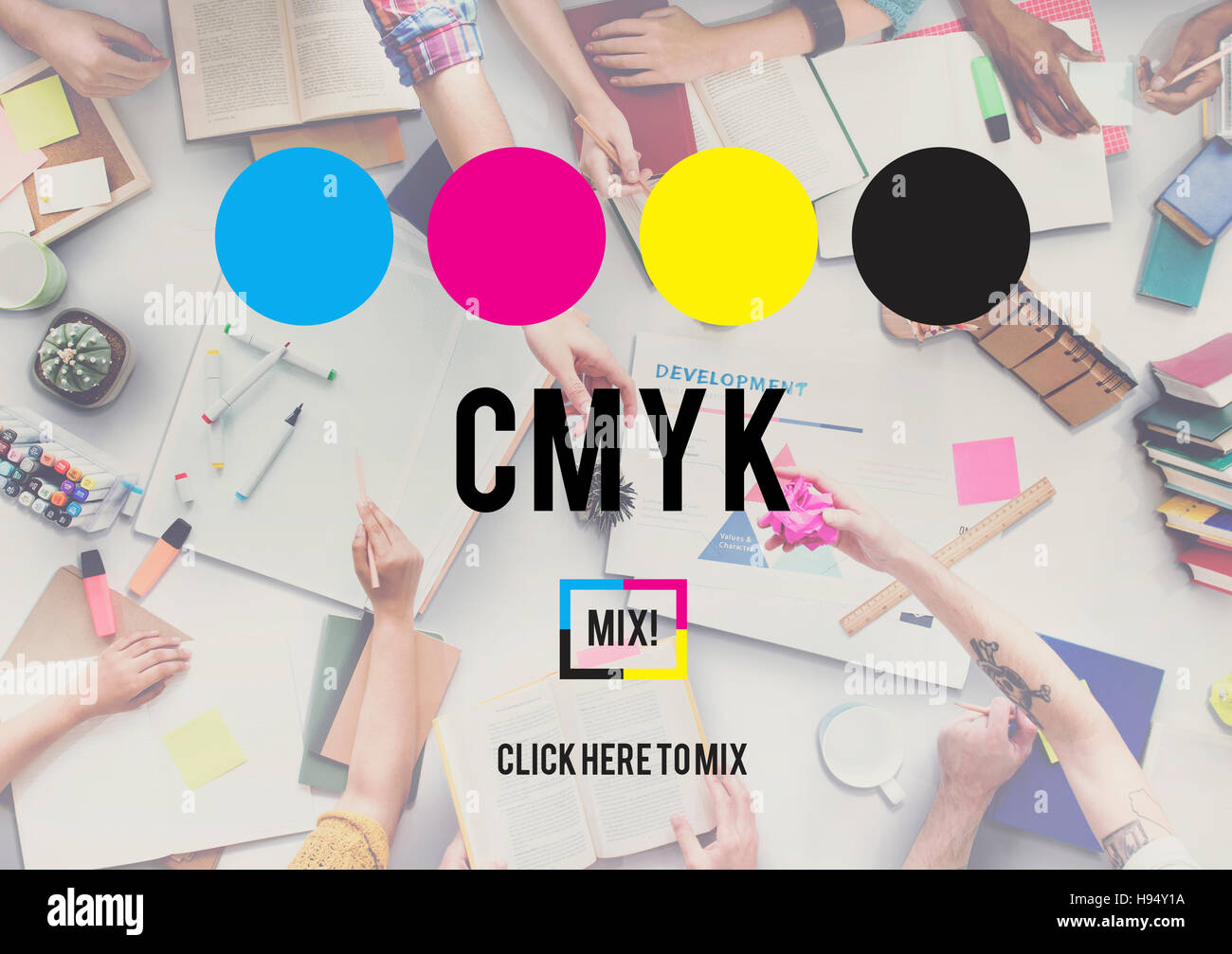 CMYK Cyan Magenta Yellow Key Color Printing Process Concept Stock Photo Alamy